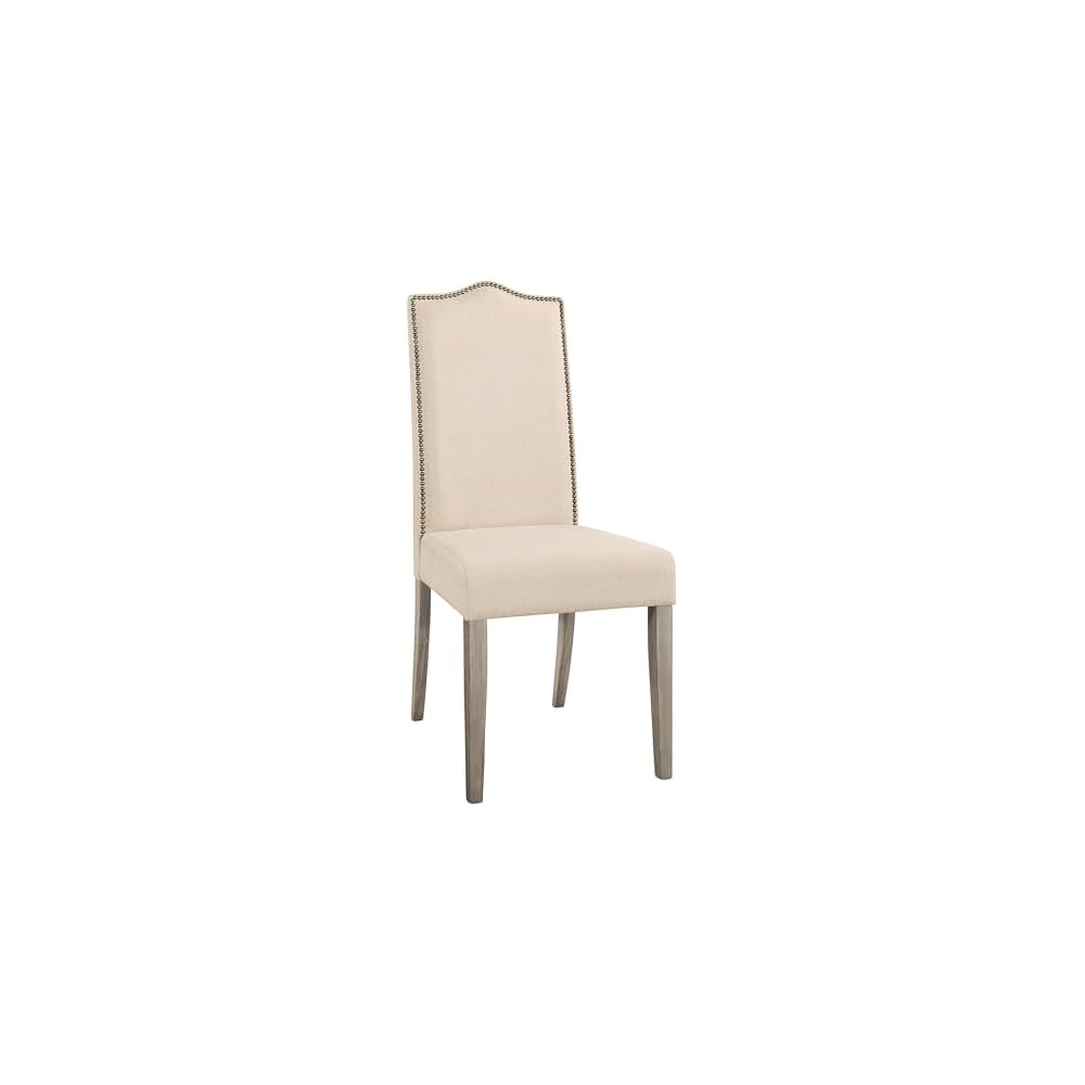 Nailhead Trim Tufted Back Parson Chair - Solid Wooden Frame with Foam Seat and Back Linen Upholstered Chairs - Modern Home Decor Furniture for Living Room, Dining (Espresso)