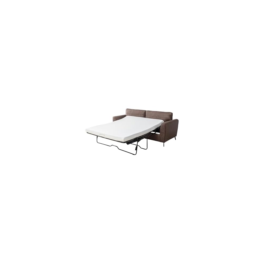 Luna Faux Leather Pull Out Couch Bed with Queen Size Memory Foam Mattress, Convertible Sofa for Living Room, Modern Foldable Sleeper Furniture for Apartments, Guest Rooms or Offices, Brown
