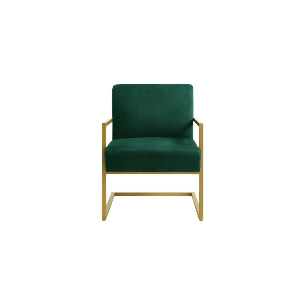 Fashion Velvet Accent Chair with Gold Metal Stand-Jade