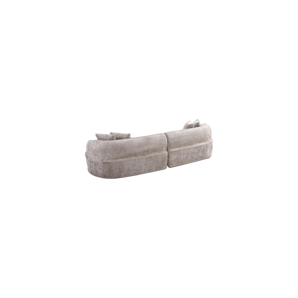 Modern Curved L-Shape Luxury Sofa with Pillows and Minimalist Design for Living Room, Comfy Sectional Sleeper Couch with Boneless Design and Plush Texture for Bedroom (Camel)