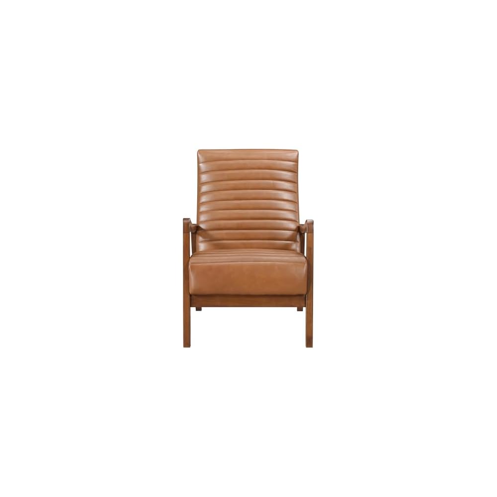 High Back Accent Chair Mid Century Modern Chairs Living Room Chairs Reading Chair for Bedroom with Solid Wood Armrests and Legs, Lounge Chair for Bedroom, Living Room, Sunroom, Office, Camel