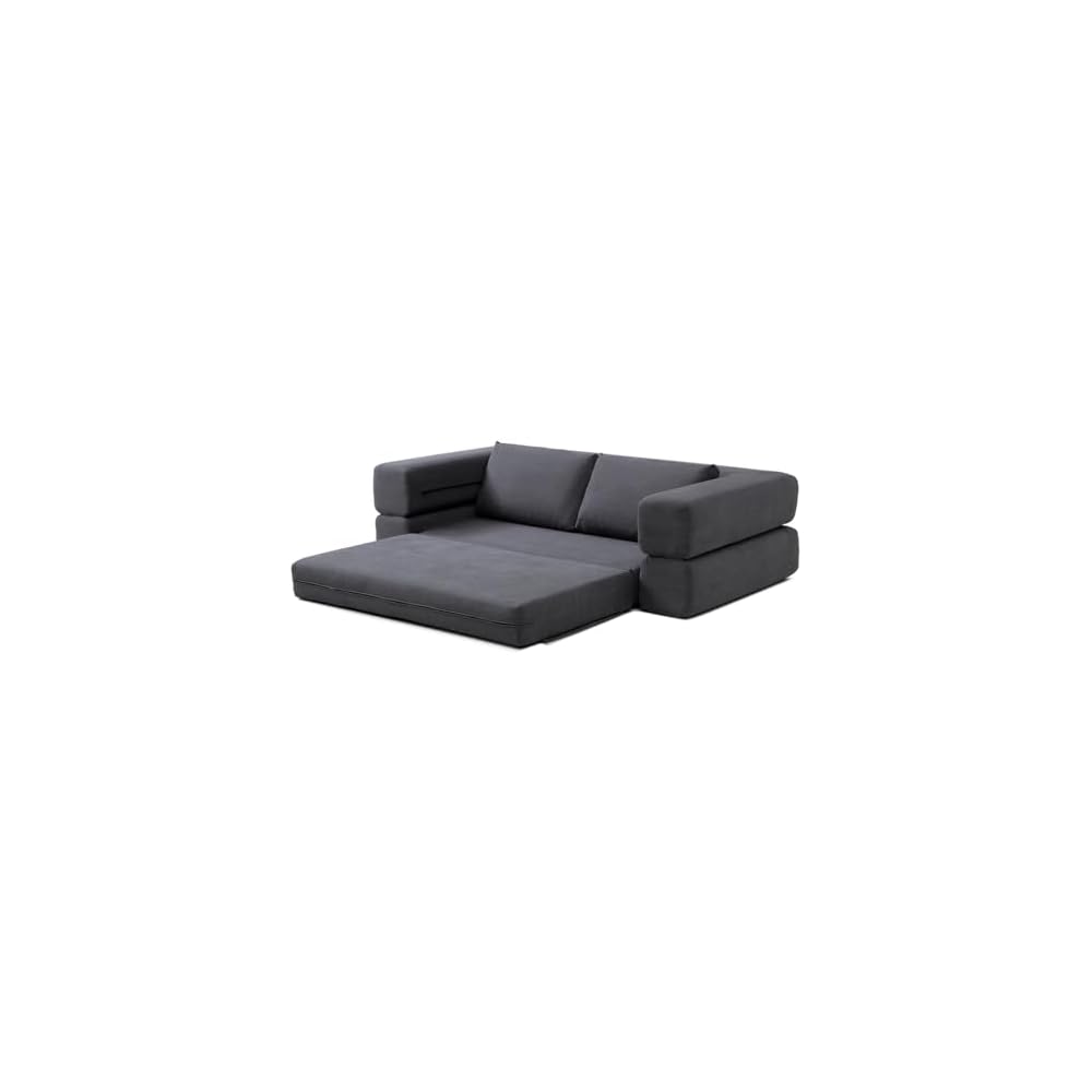 81” Convertible Sleeper Sofa Bed, High Back Plush Corduroy Boneless Futon Loveseat with Pull Out Bed, Folding Floor Mattress Couch, No Assembly Required (Gray)