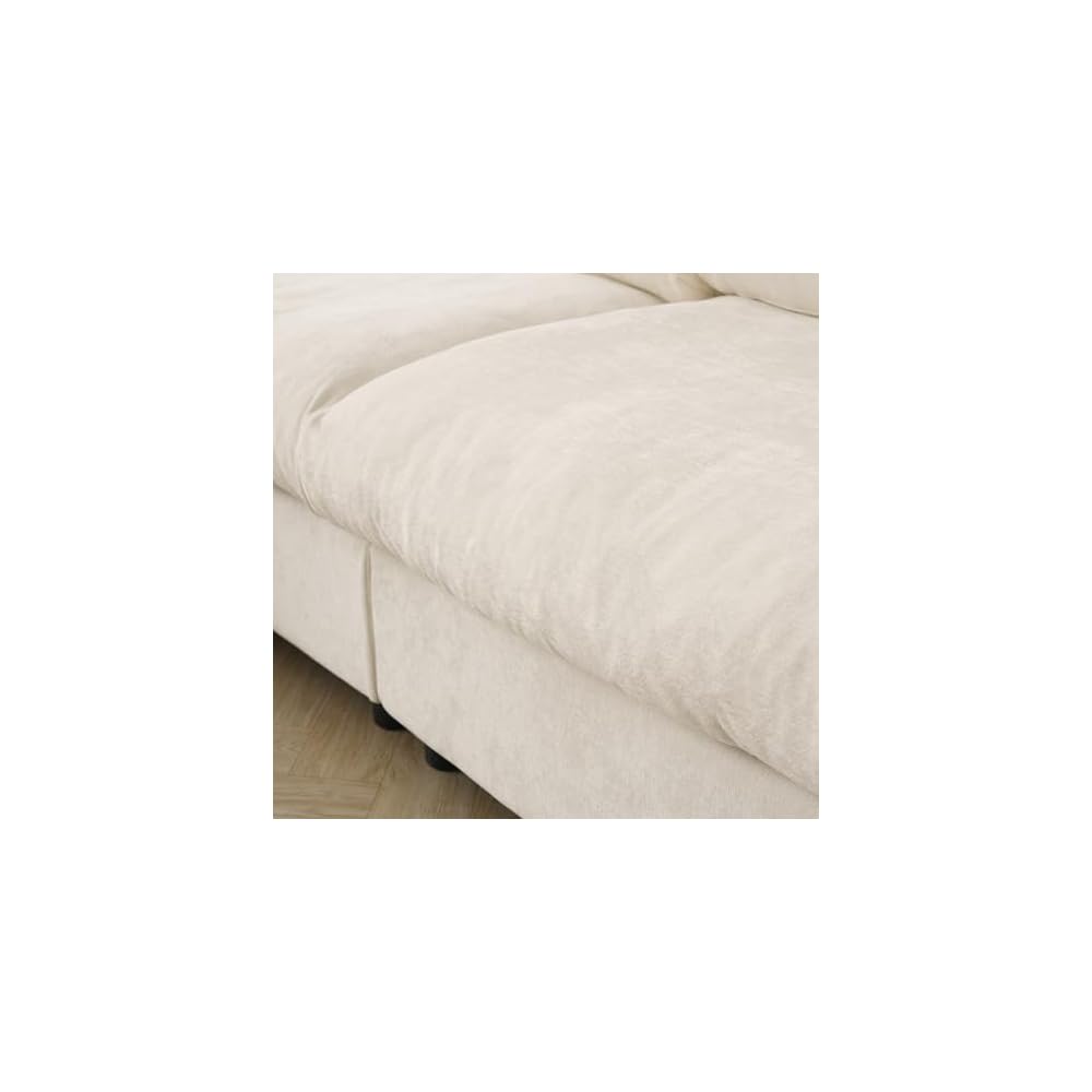 Cloud Couch Modular Sectional Sofa,134" L Shaped Couch, Oversized Convertible Wide Seater,4 Seater with Ottoman for Living Room Set, Covers Washable&Replaceable,Beige