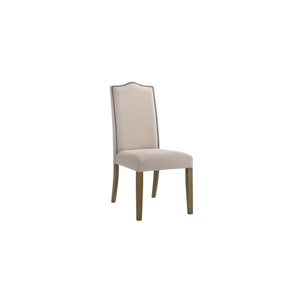 Nailhead Trim Tufted Back Parson Chair - Solid Wooden Frame with Foam Seat and Back Linen Upholstered Chairs - Modern Home Decor Furniture for Living Room, Dining (Espresso)