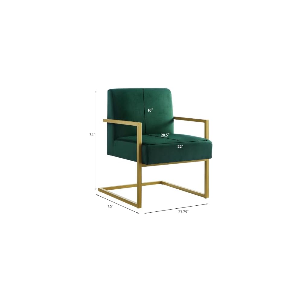 Fashion Velvet Accent Chair with Gold Metal Stand-Jade
