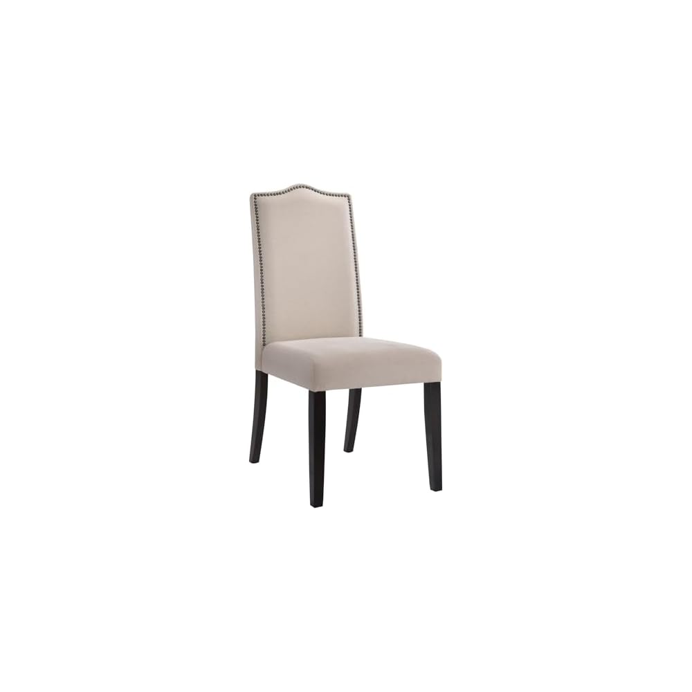 Nailhead Trim Tufted Back Parson Chair - Solid Wooden Frame with Foam Seat and Back Linen Upholstered Chairs - Modern Home Decor Furniture for Living Room, Dining (Espresso)