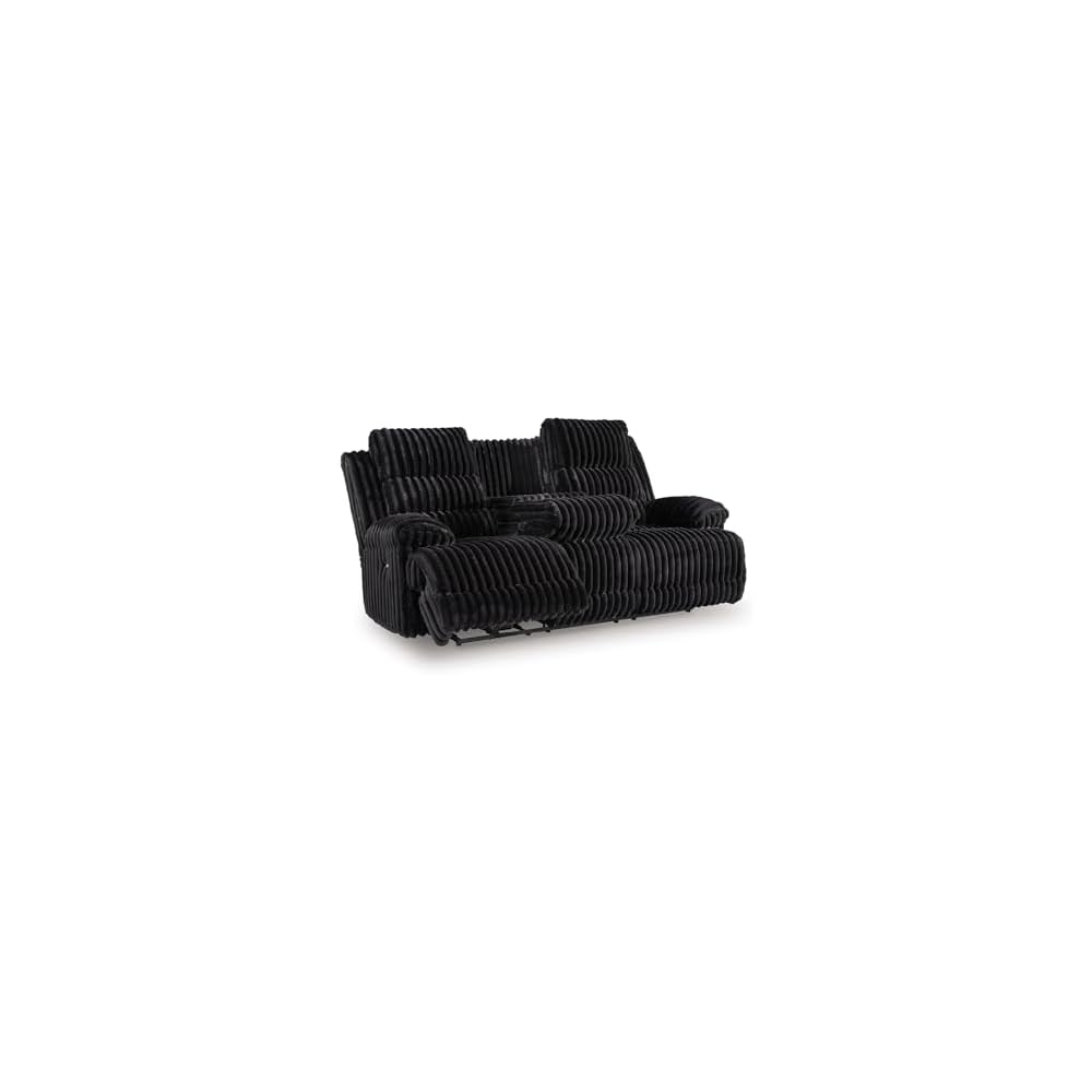 Signature Design by Ashley Power Reclining Sofa, Drop Down Table, Higgesbee
