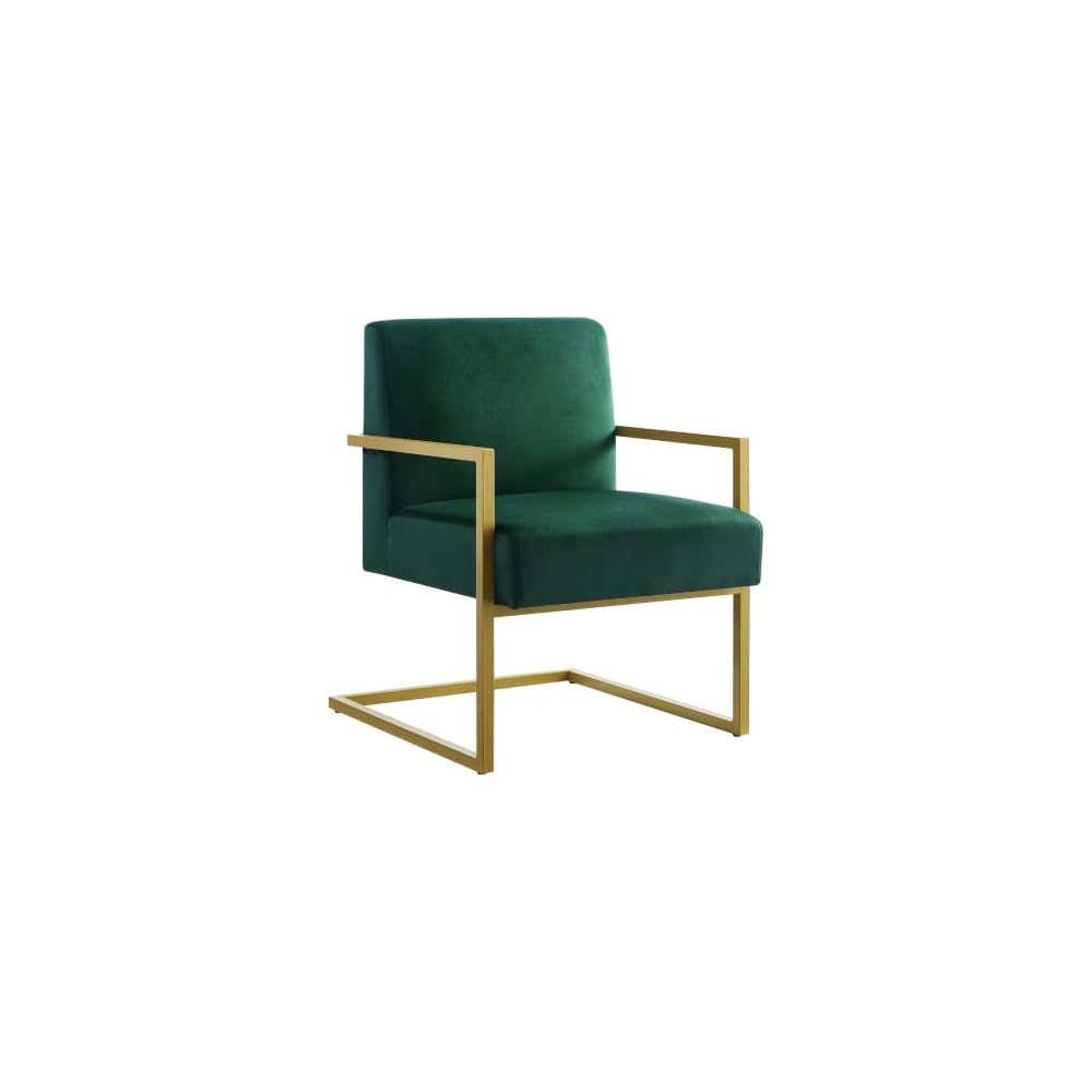Fashion Velvet Accent Chair with Gold Metal Stand-Jade