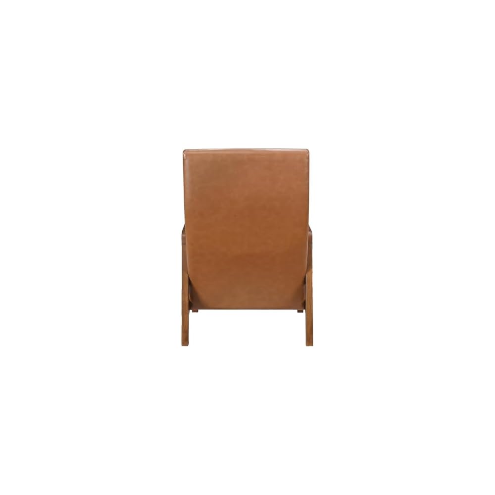 High Back Accent Chair Mid Century Modern Chairs Living Room Chairs Reading Chair for Bedroom with Solid Wood Armrests and Legs, Lounge Chair for Bedroom, Living Room, Sunroom, Office, Camel