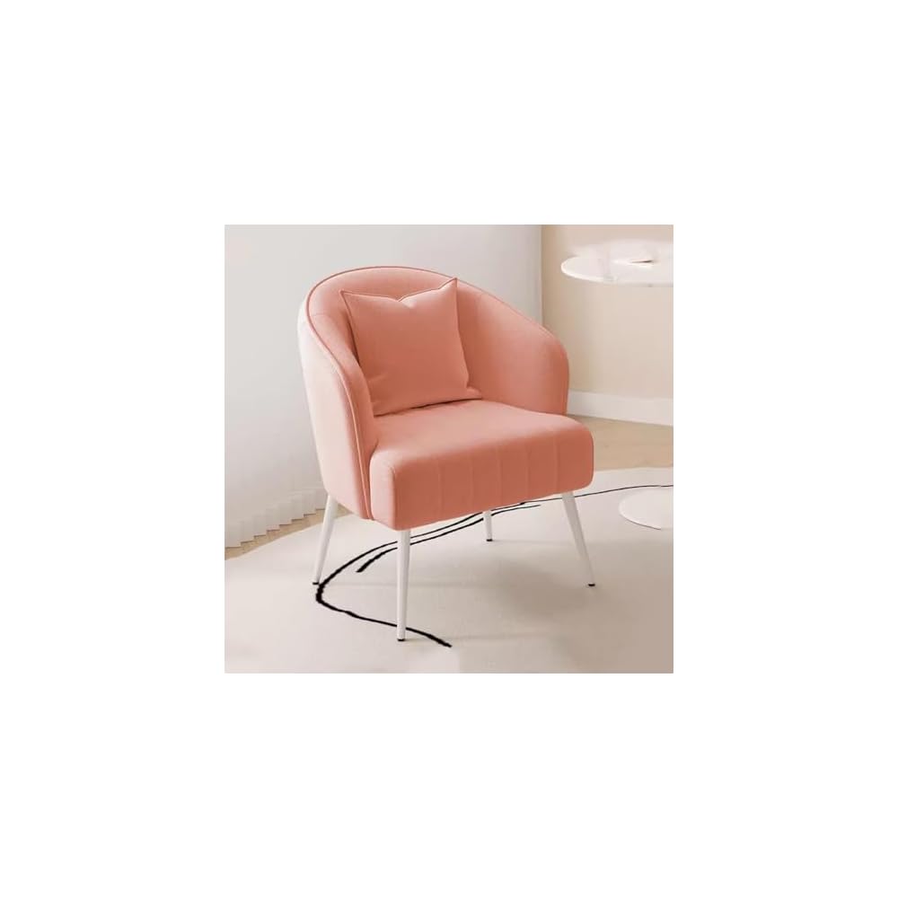 Modern Plush Living Room Chair Upholstery Lazy Chair Arm Chair with Pillows,Comfy Chair Bedroom Accent Chairs Sofa Seat Chair for Hotel Parlour Negotiation(White,Gold Legs)