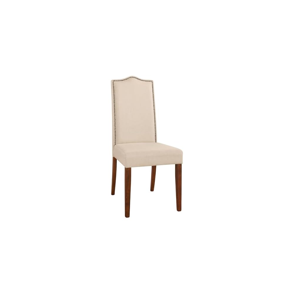 Nailhead Trim Tufted Back Parson Chair - Solid Wooden Frame with Foam Seat and Back Linen Upholstered Chairs - Modern Home Decor Furniture for Living Room, Dining (Espresso)