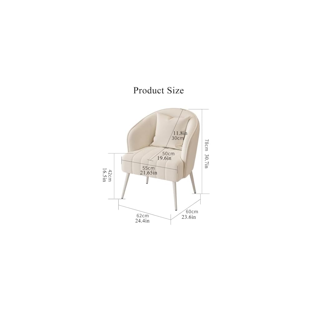Modern Plush Living Room Chair Upholstery Lazy Chair Arm Chair with Pillows,Comfy Chair Bedroom Accent Chairs Sofa Seat Chair for Hotel Parlour Negotiation(White,Gold Legs)