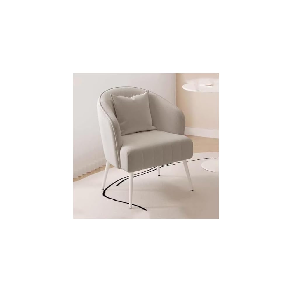 Modern Plush Living Room Chair Upholstery Lazy Chair Arm Chair with Pillows,Comfy Chair Bedroom Accent Chairs Sofa Seat Chair for Hotel Parlour Negotiation(White,Gold Legs)