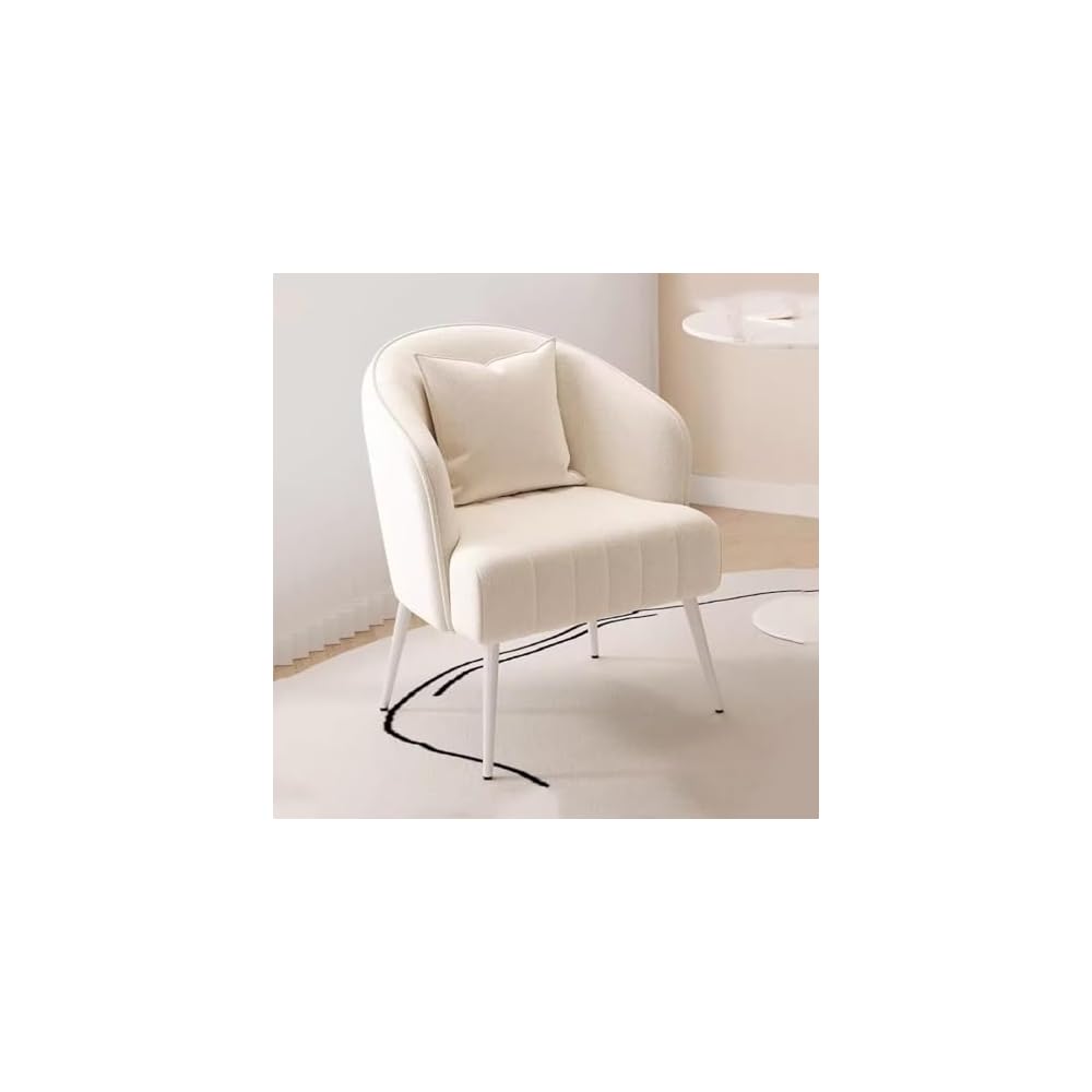 Modern Plush Living Room Chair Upholstery Lazy Chair Arm Chair with Pillows,Comfy Chair Bedroom Accent Chairs Sofa Seat Chair for Hotel Parlour Negotiation(White,Gold Legs)