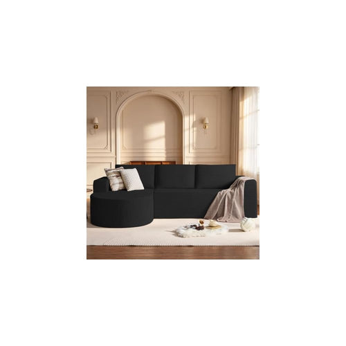 104.92" L-Shaped Sectional Sofa with Chaise, Boneless Comfy Corduroy Fluffy Couch with Deep Seat,Headrests, Compression Sofa for Living Room, No Assembly