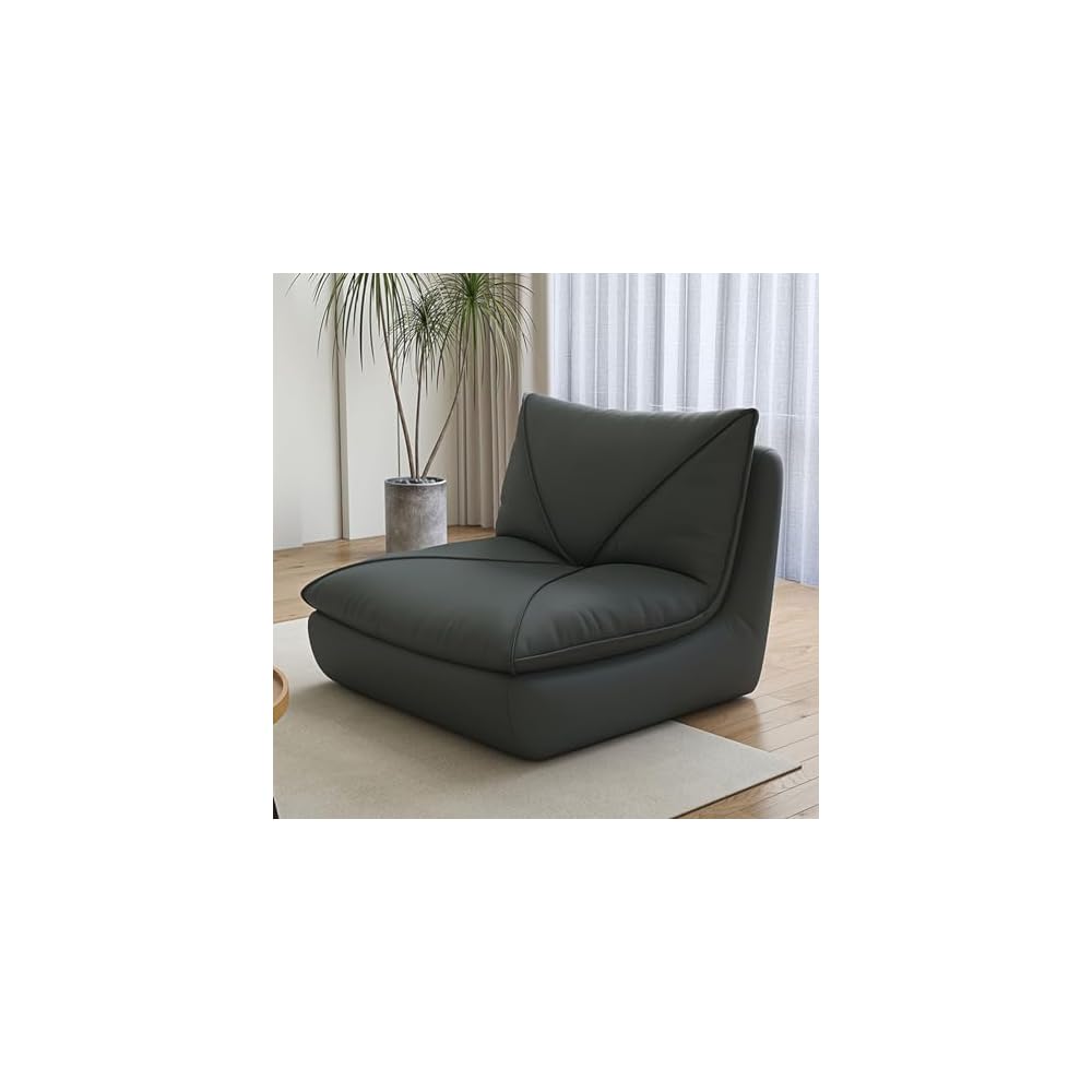 Chairs Mid Century Floor Sofa, Suede/Cat Claw Leather Floor Lounge Chair Lazy Sofa Accent Chair for Living Room Bedroom Salon Office (Color : Green)