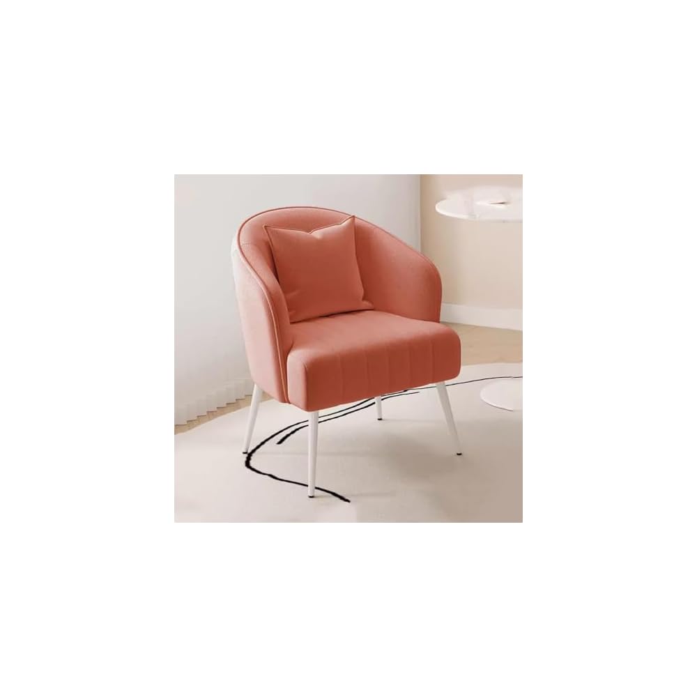 Modern Plush Living Room Chair Upholstery Lazy Chair Arm Chair with Pillows,Comfy Chair Bedroom Accent Chairs Sofa Seat Chair for Hotel Parlour Negotiation(White,Gold Legs)