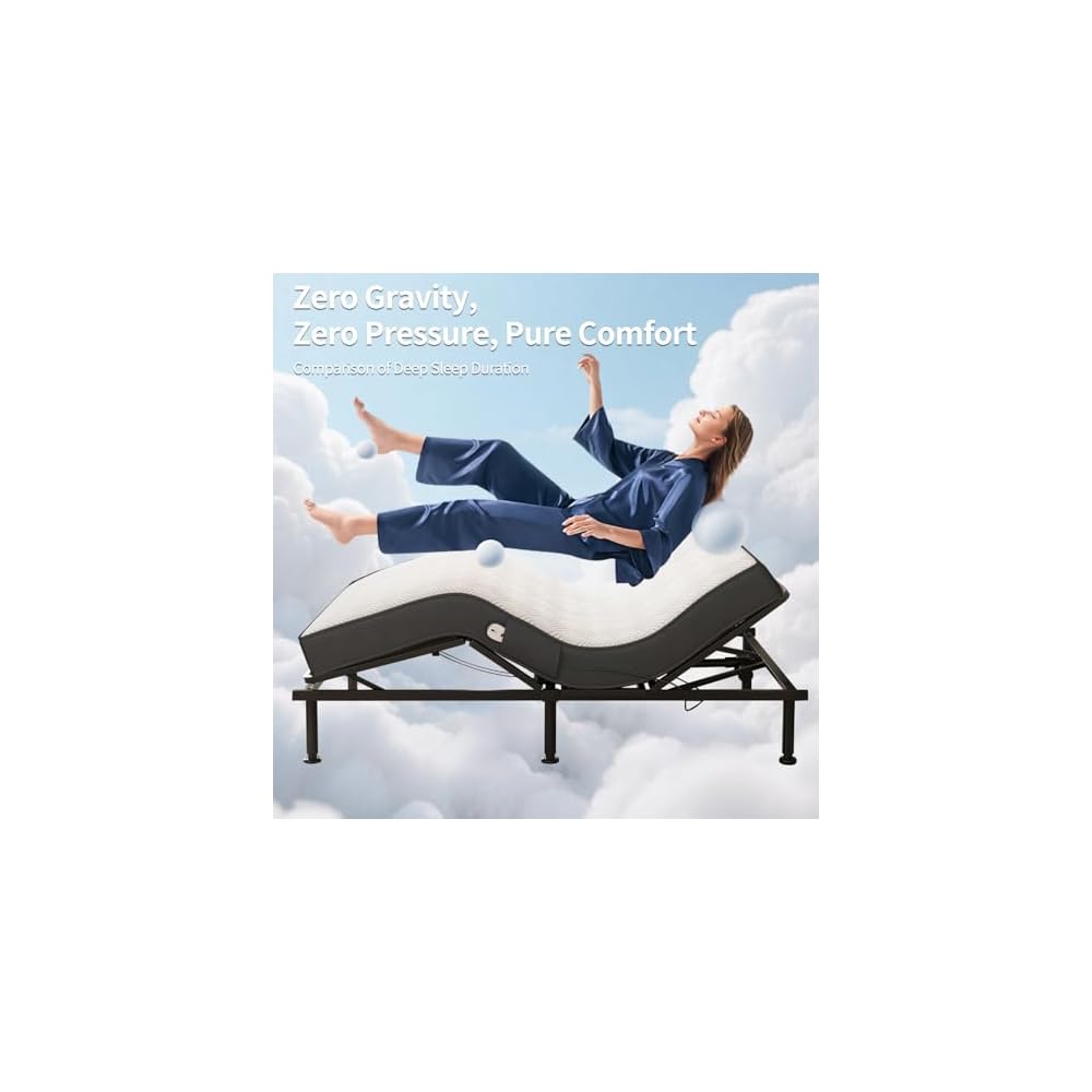 79"x54" Full Size Adjustable Bed with 5" Memory Mattress, Electric Adjustable Bed Frame with Remote, Ergonomic Bed Base with Head & Foot Incline,Zero Gravity, 6 Height-Adjustable Legs