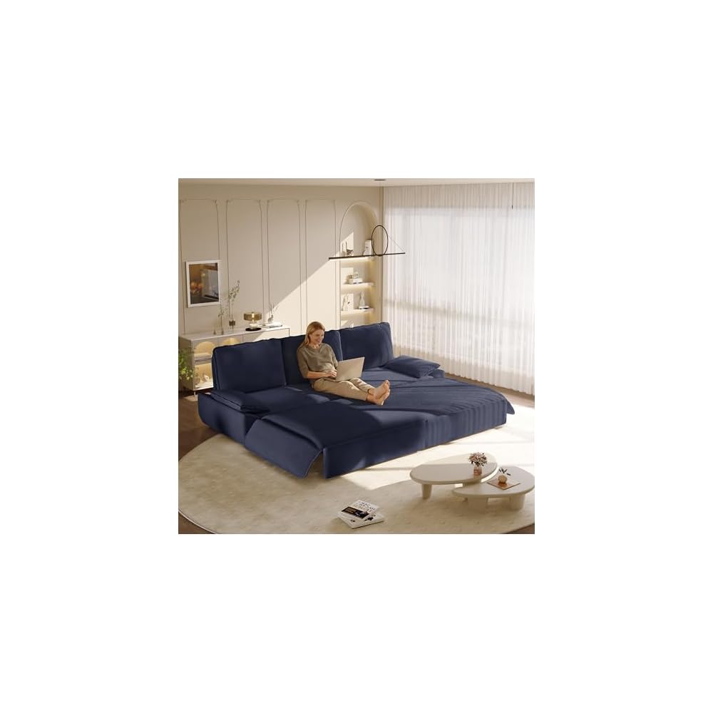 94.5" Queen Size Sleeper Sofa Bed, 3-in-1 Convertible Sleeper Sofa Bed, Modern Corduroy Loveseat, for Living Room, Bedroom, Apartment, Office, RV