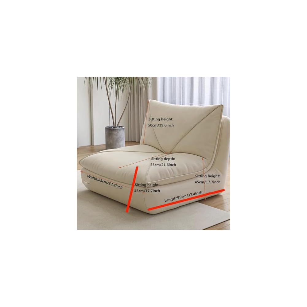 Chairs Mid Century Floor Sofa, Suede/Cat Claw Leather Floor Lounge Chair Lazy Sofa Accent Chair for Living Room Bedroom Salon Office (Color : Green)