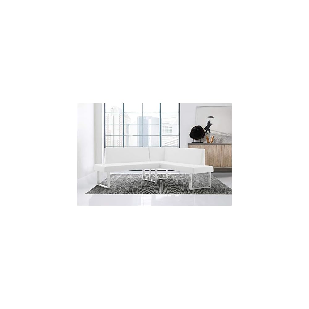 Amanda Sectional in White and Chrome Finish 79.5"x58"x22"