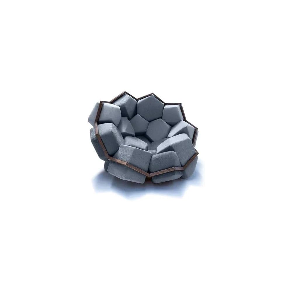 Artistic Quartz Armrest Leisure Chair – Modern Fabric Single Sofa for Home and Hotel Dark Blue