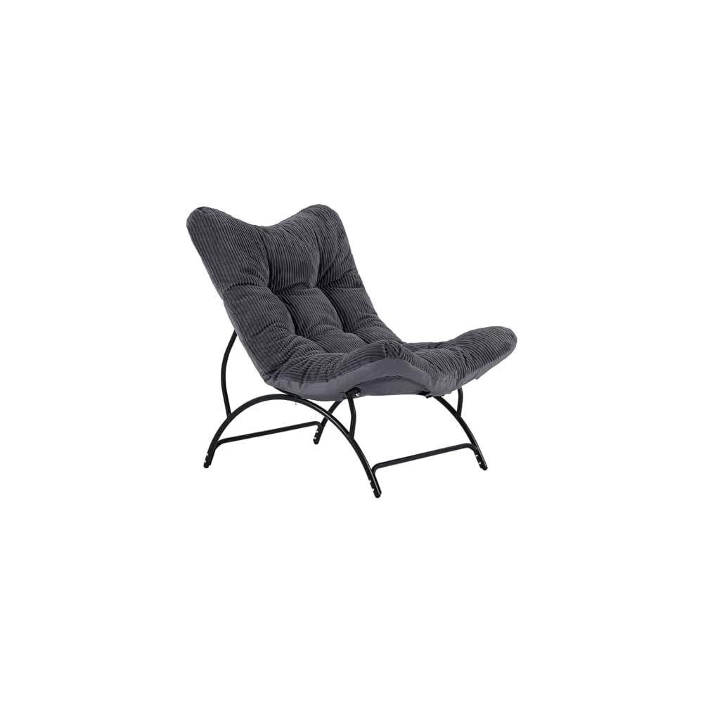 Lazy Lounge Chair with Ottoman, Modern Living Room Chair, Dark Grey