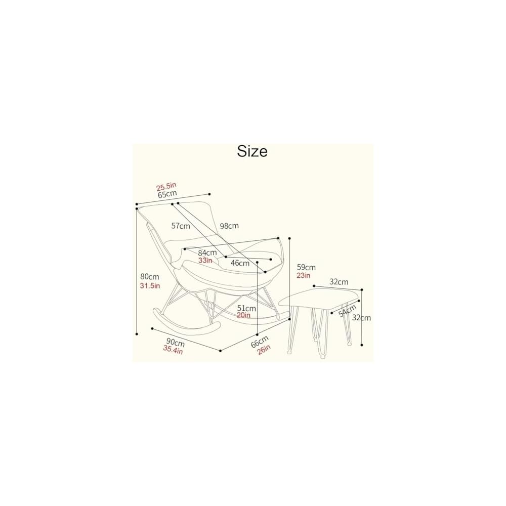 LSLYTQ Living Room Reclining Rocking Chair, Rocking Chair with Foot Stool, Balcony Relaxing Chair, Armchair, Soft Leather Chair, Bedroom Lounge Living Room Reading Chair
