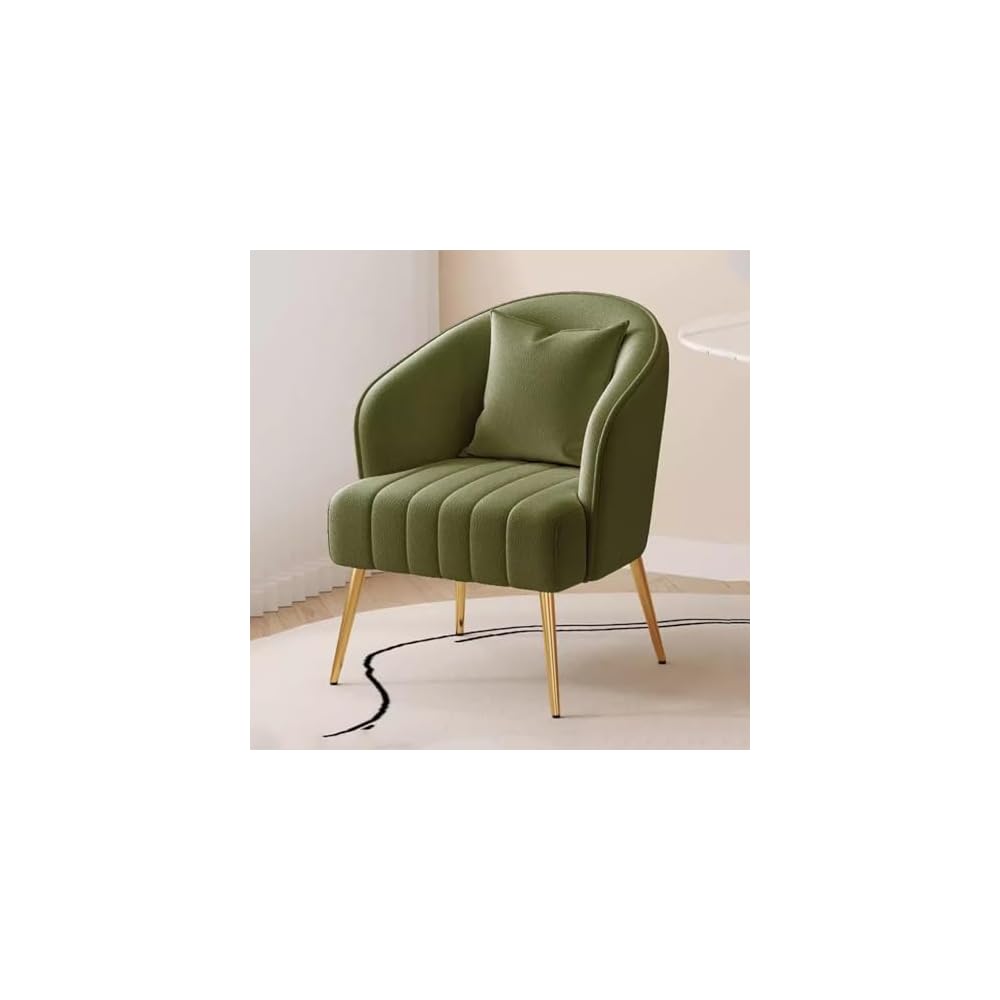 Modern Plush Living Room Chair Upholstery Lazy Chair Arm Chair with Pillows,Comfy Chair Bedroom Accent Chairs Sofa Seat Chair for Hotel Parlour Negotiation(White,Gold Legs)