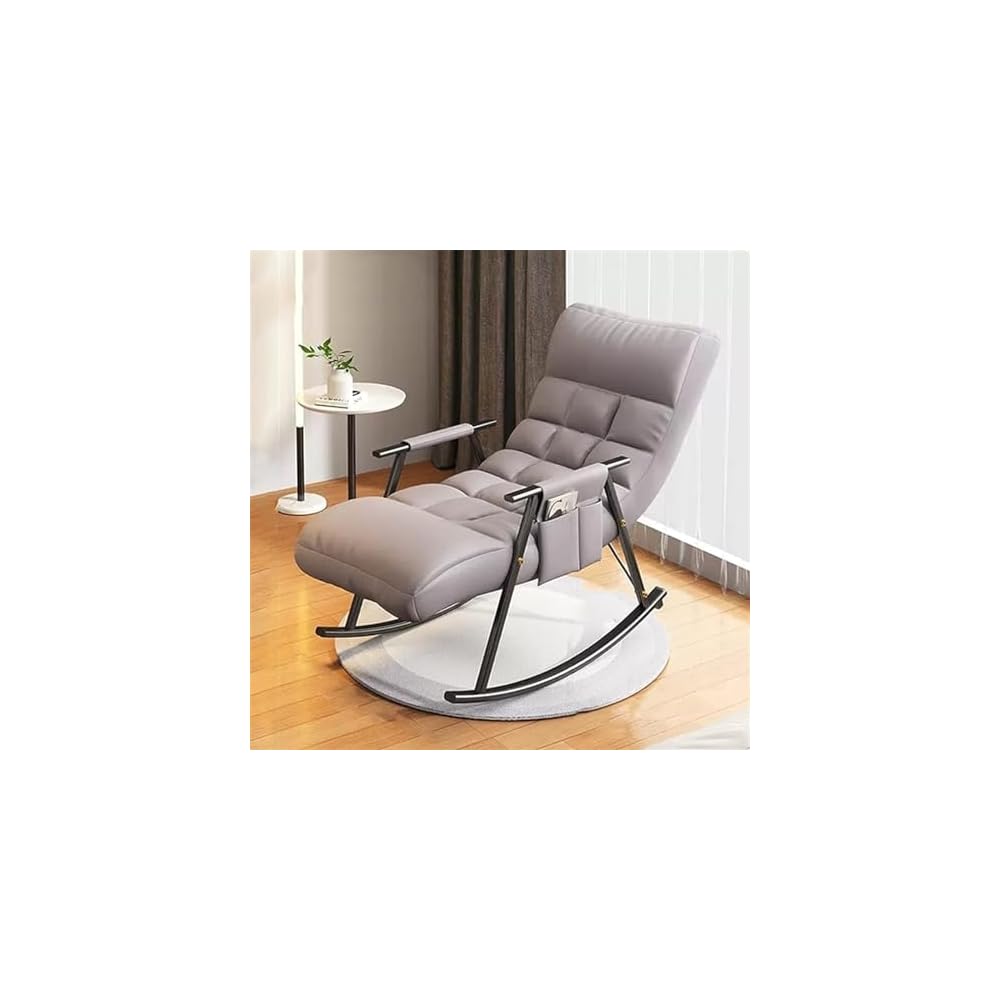 Modern Rocking Chair - Comfy Lounge Chair for Living Room & Bedroom, Stylish Armchair with Side Pockets, Light Grey Recliner for Relaxation