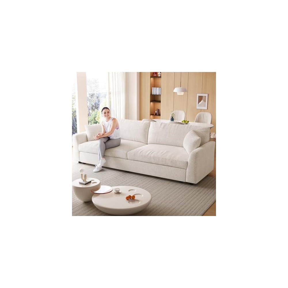 100" Modern Cloud Loveseat Sofa Couch Sleeper Sofa with 2 Pillows Strong Structure for Living Room Apartment Office
