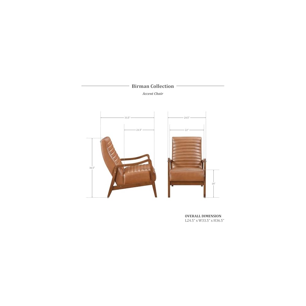 High Back Accent Chair Mid Century Modern Chairs Living Room Chairs Reading Chair for Bedroom with Solid Wood Armrests and Legs, Lounge Chair for Bedroom, Living Room, Sunroom, Office, Camel