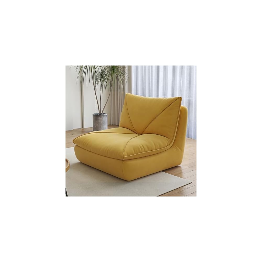 Chairs Mid Century Floor Sofa, Suede/Cat Claw Leather Floor Lounge Chair Lazy Sofa Accent Chair for Living Room Bedroom Salon Office (Color : Green)