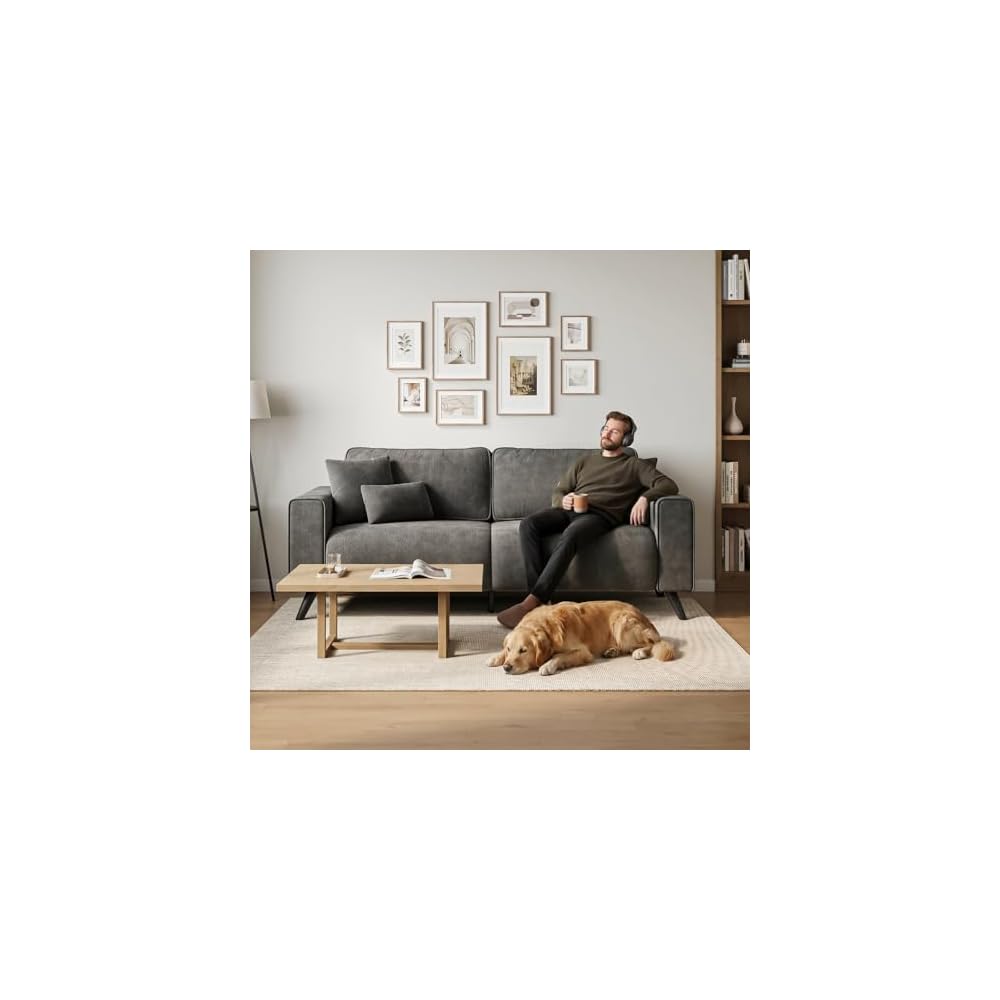 85" Loveseat Sofa, Chenille Couch with Deep Seat, Dark Grey