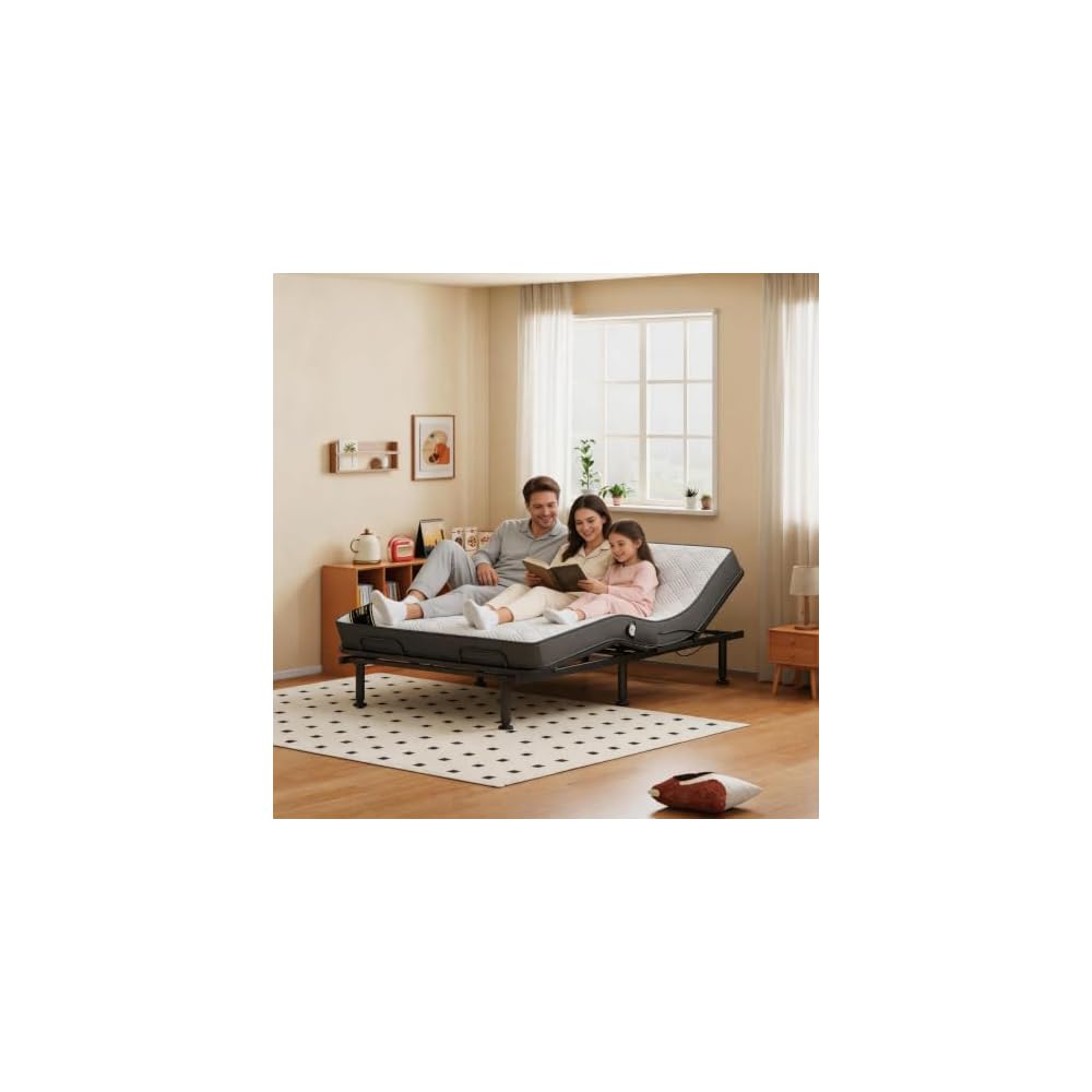 79"x54" Full Size Adjustable Bed with 5" Memory Mattress, Electric Adjustable Bed Frame with Remote, Ergonomic Bed Base with Head & Foot Incline,Zero Gravity, 6 Height-Adjustable Legs