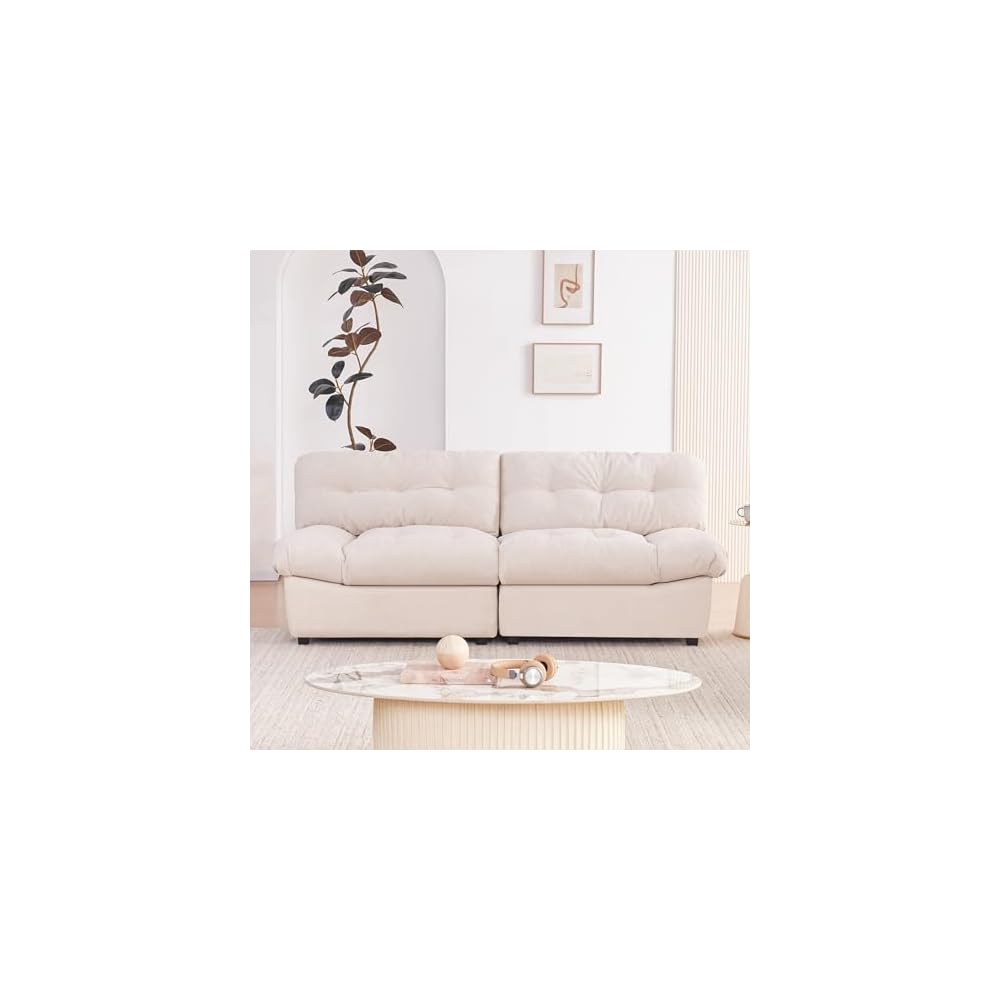 80" Chenille Cloud Deep Seat Overstuffed Couches for Living Room, Cozy Comfy Cloud Sofa with Solid Wood Frame, Modern Loveseat Sofa Couch for Small Spaces, Pillow-Designed Armrest Couch, Beige