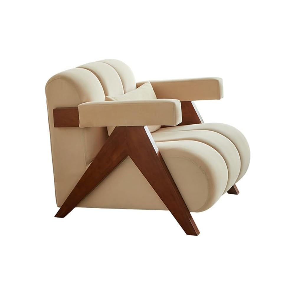 Living Room Single Sofa Chair Lamb's Wool Cream Balcony Lounge