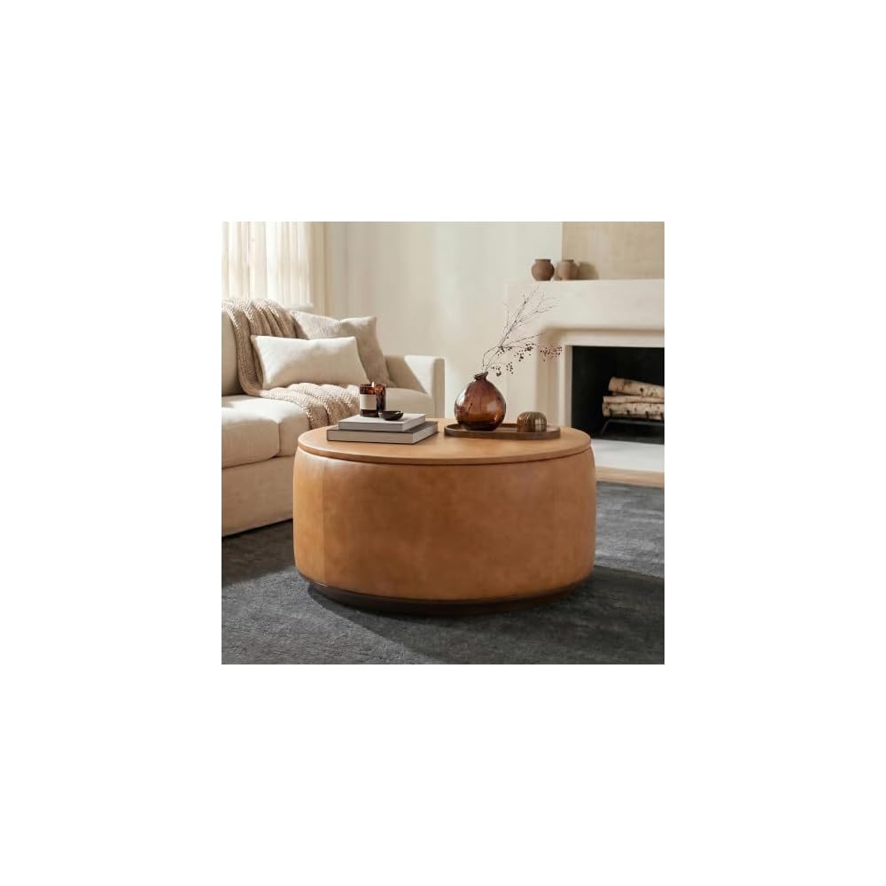 Essex 40" Lounge Chair – Full-Grain Pure-Aniline Italian Leather, Tufted Back & Arms, Feather-Down Cushioning, Walnut Wood Legs - Cognac Tan