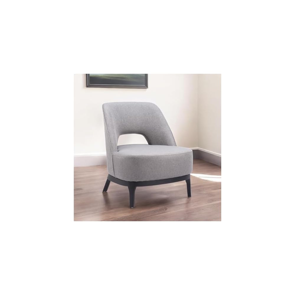 26" Gray and Black Fabric Lounge Chair
