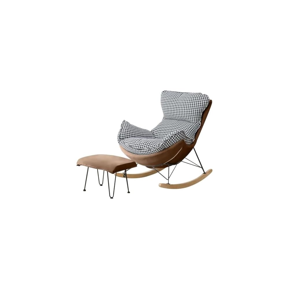 LSLYTQ Living Room Reclining Rocking Chair, Rocking Chair with Foot Stool, Balcony Relaxing Chair, Armchair, Soft Leather Chair, Bedroom Lounge Living Room Reading Chair