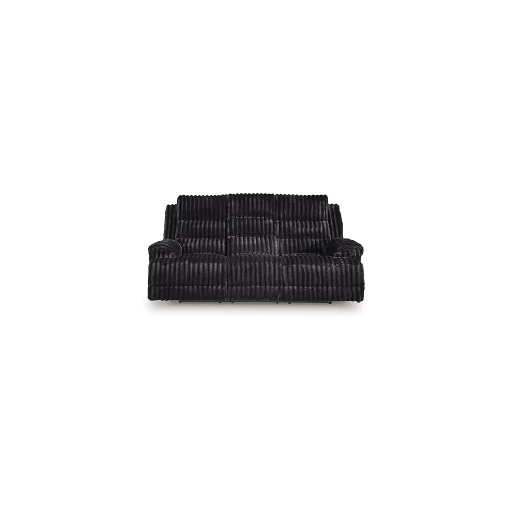 Signature Design by Ashley Power Reclining Sofa, Drop Down Table, Higgesbee