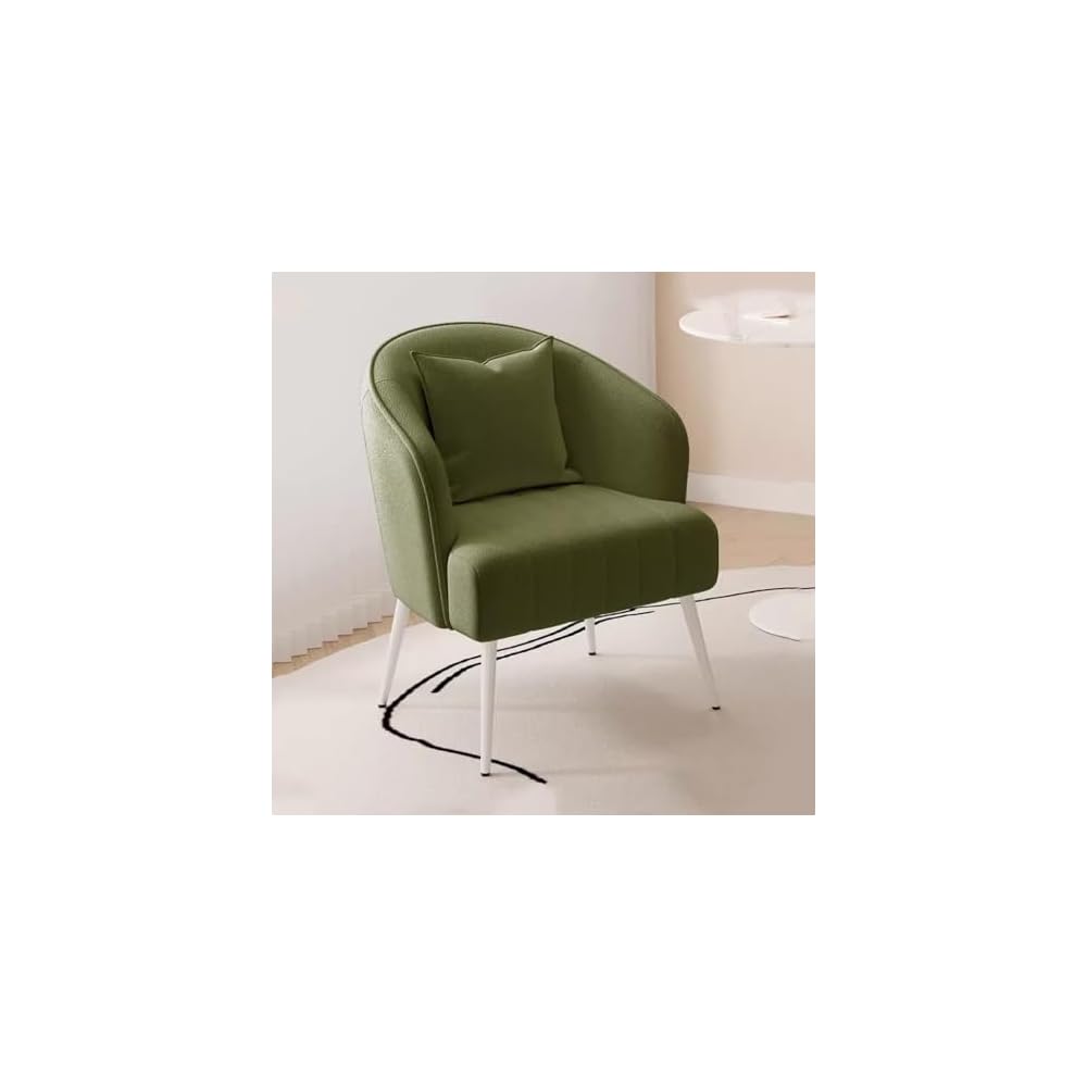 Modern Plush Living Room Chair Upholstery Lazy Chair Arm Chair with Pillows,Comfy Chair Bedroom Accent Chairs Sofa Seat Chair for Hotel Parlour Negotiation(White,Gold Legs)