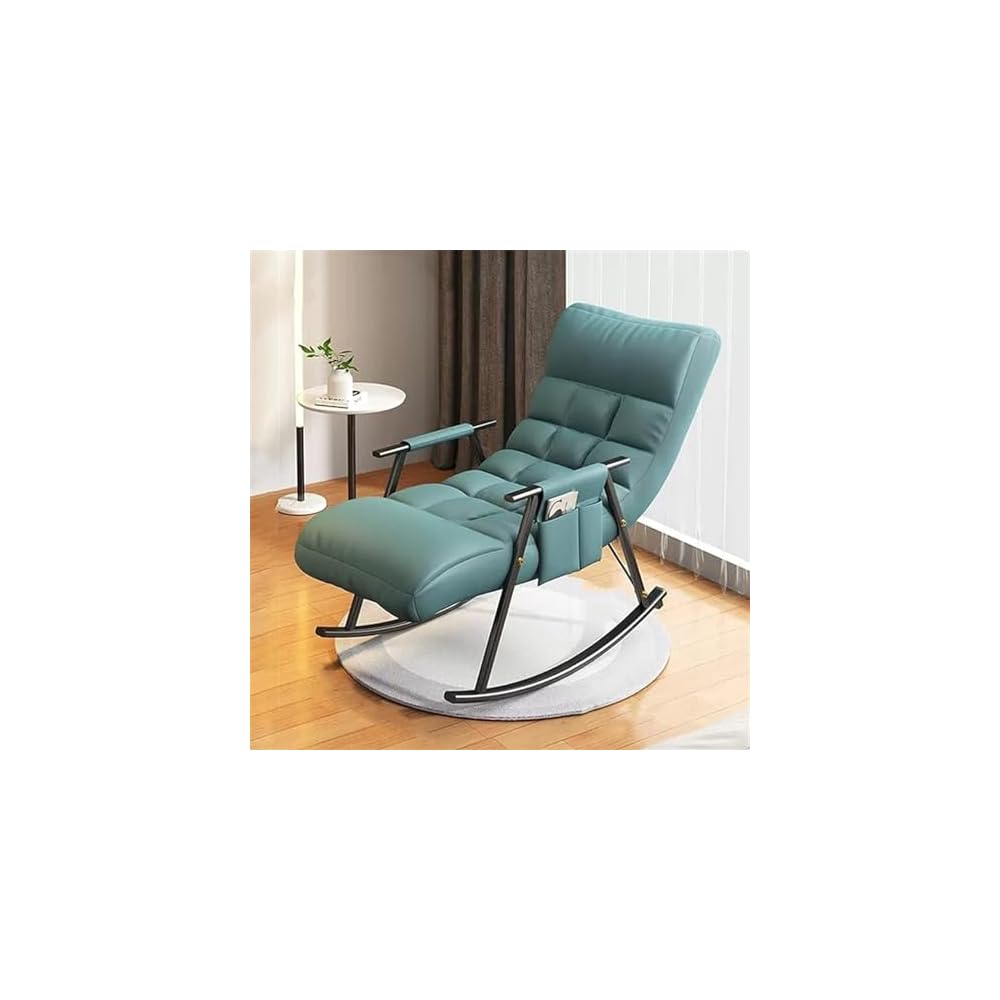 Modern Rocking Chair - Comfy Lounge Chair for Living Room & Bedroom, Stylish Armchair with Side Pockets, Light Grey Recliner for Relaxation