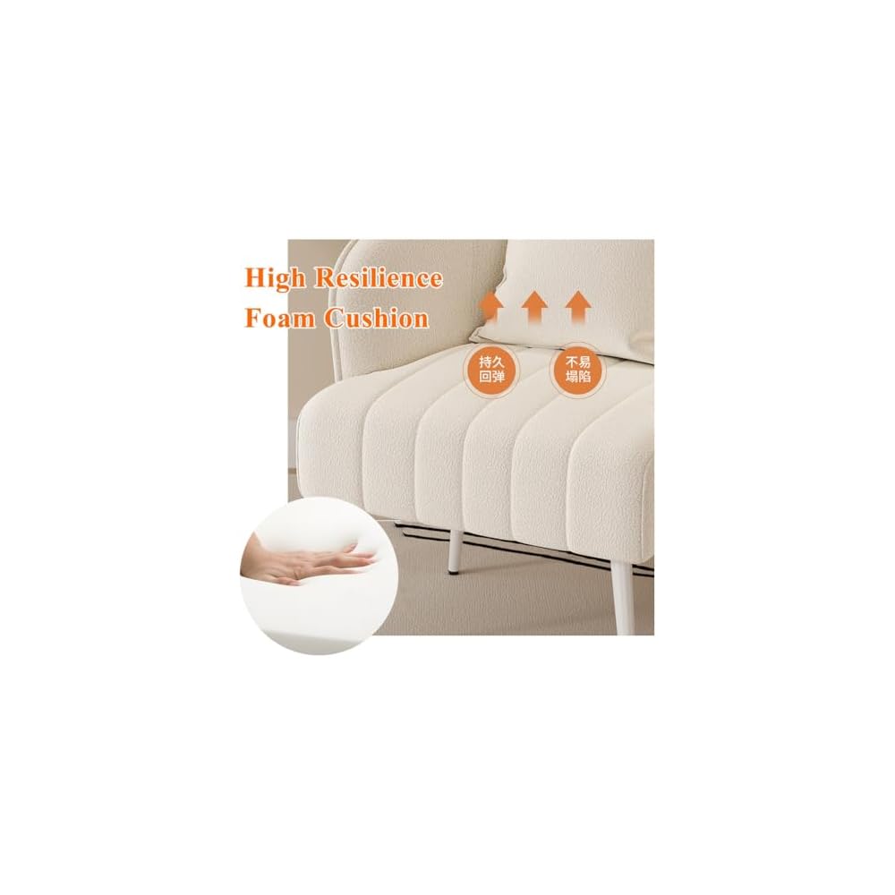 Modern Plush Living Room Chair Upholstery Lazy Chair Arm Chair with Pillows,Comfy Chair Bedroom Accent Chairs Sofa Seat Chair for Hotel Parlour Negotiation(White,Gold Legs)
