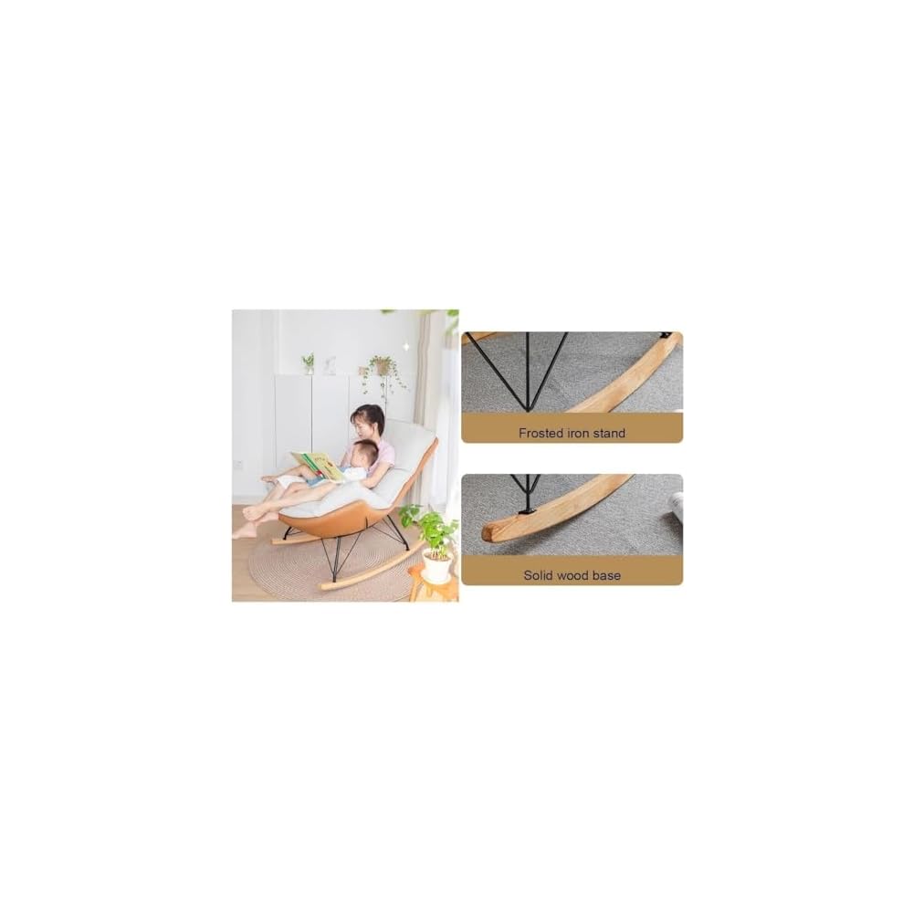 LSLYTQ Living Room Reclining Rocking Chair, Rocking Chair with Foot Stool, Balcony Relaxing Chair, Armchair, Soft Leather Chair, Bedroom Lounge Living Room Reading Chair