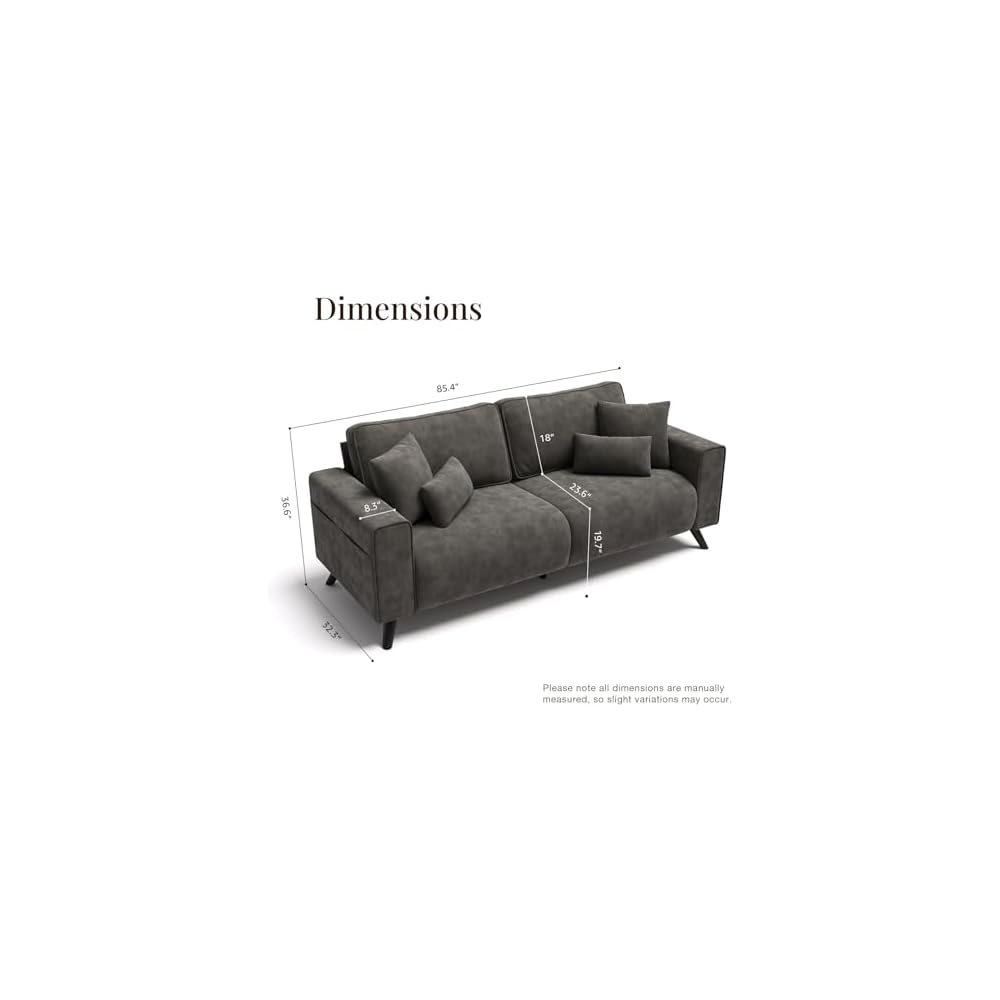 85" Loveseat Sofa, Chenille Couch with Deep Seat, Dark Grey