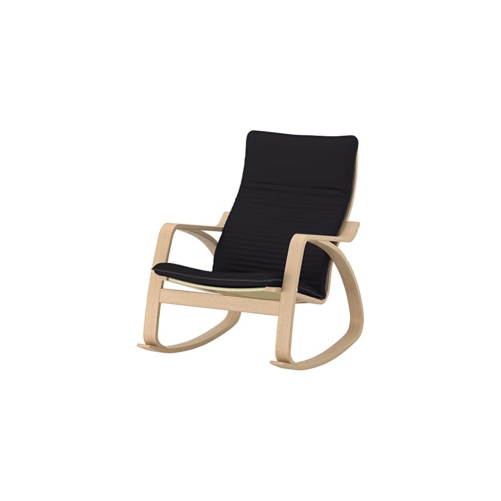 POÄNG Rocking-chair, white stained oak veneer/Knisa black