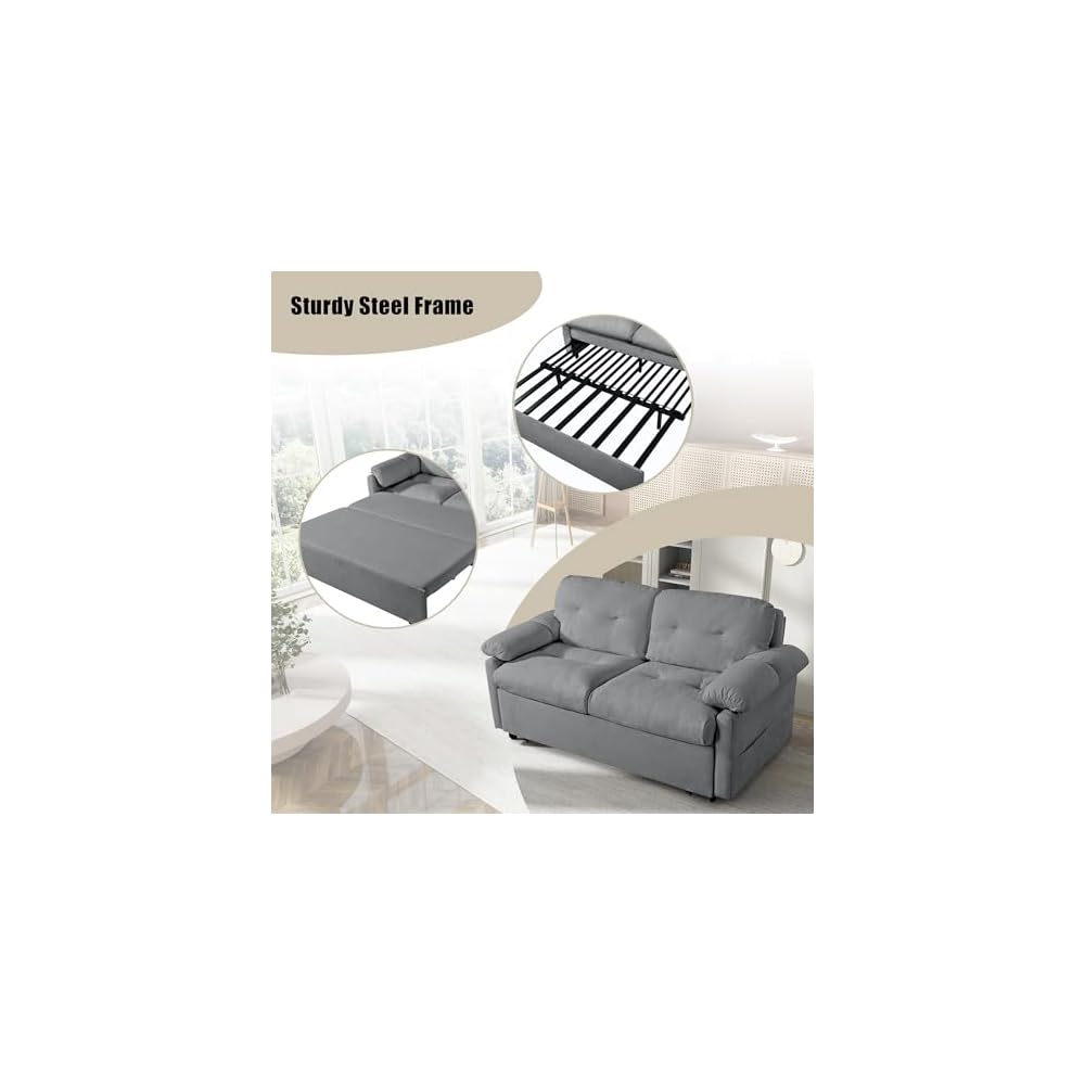 71.65" 3-in-1 Convertible Sleeper Couch for Living Room,Gray