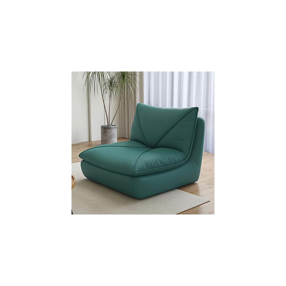 Chairs Mid Century Floor Sofa, Suede/Cat Claw Leather Floor Lounge Chair Lazy Sofa Accent Chair for Living Room Bedroom Salon Office (Color : Green)