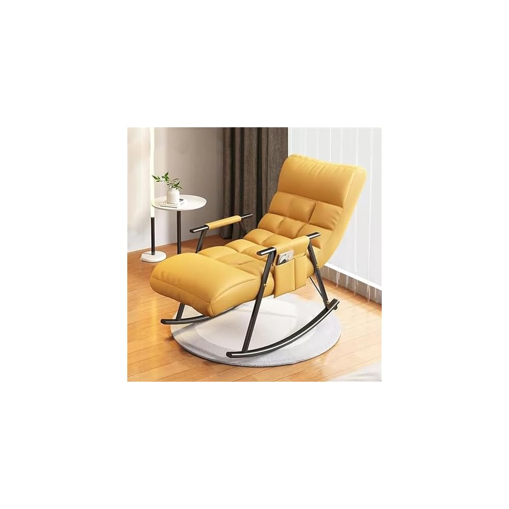 Modern Rocking Chair - Comfy Lounge Chair for Living Room & Bedroom, Stylish Armchair with Side Pockets, Light Grey Recliner for Relaxation